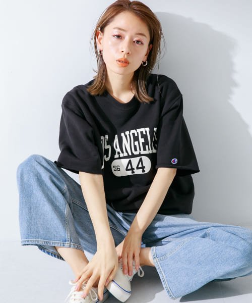 URBAN RESEARCH Sonny Label(アーバンリサーチサニーレーベル)/『別注』Champion×Sonny Label　ロゴスウェットTシャツ/ブラック