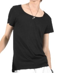 LUXSTYLE(ラグスタイル)/Aegnoir(イグノア) ワイドＵネック無地Tシャツ/お兄系 メンズ Tシャツ シャツ 半袖 メンズ Tee 無地/ブラック