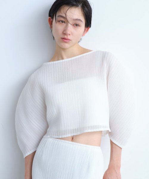 DRESSTERIOR(ドレステリア)/CODE A｜sheer pleats tops/ホワイト（001）