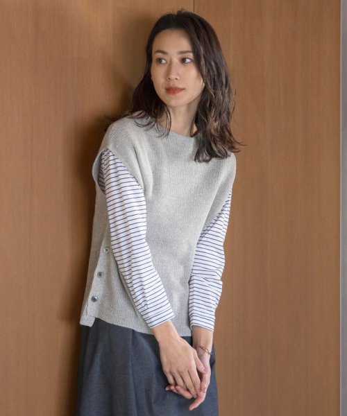 J.PRESS LADIES(J．プレス　レディス)/【洗える】LINEN COTTON ニット ベスト/ライトグレー系