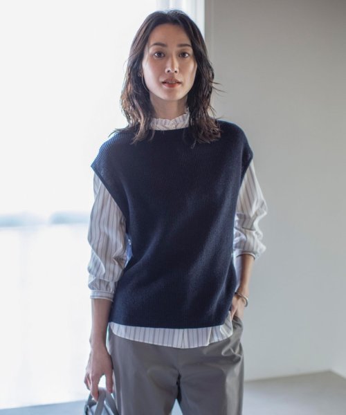 J.PRESS LADIES(J．プレス　レディス)/【洗える】LINEN COTTON ニット ベスト/ネイビー系