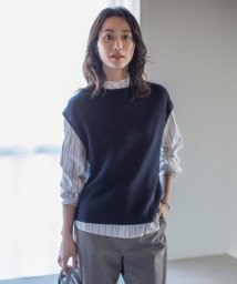 J.PRESS LADIES（LARGE SIZE）(J．プレス　レディス（大きいサイズ）)/【洗える】LINEN COTTON ニット ベスト/ネイビー系