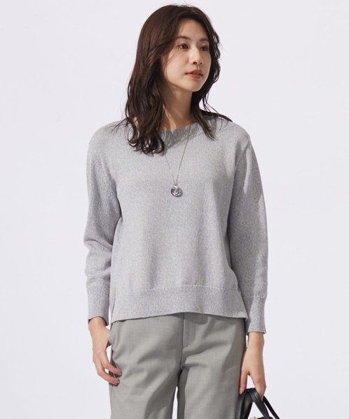 J.PRESS LADIES（LARGE SIZE）(J．プレス　レディス（大きいサイズ）)/【洗える】GIMA COTTON プルオーバー ニット/ブルーパープル系