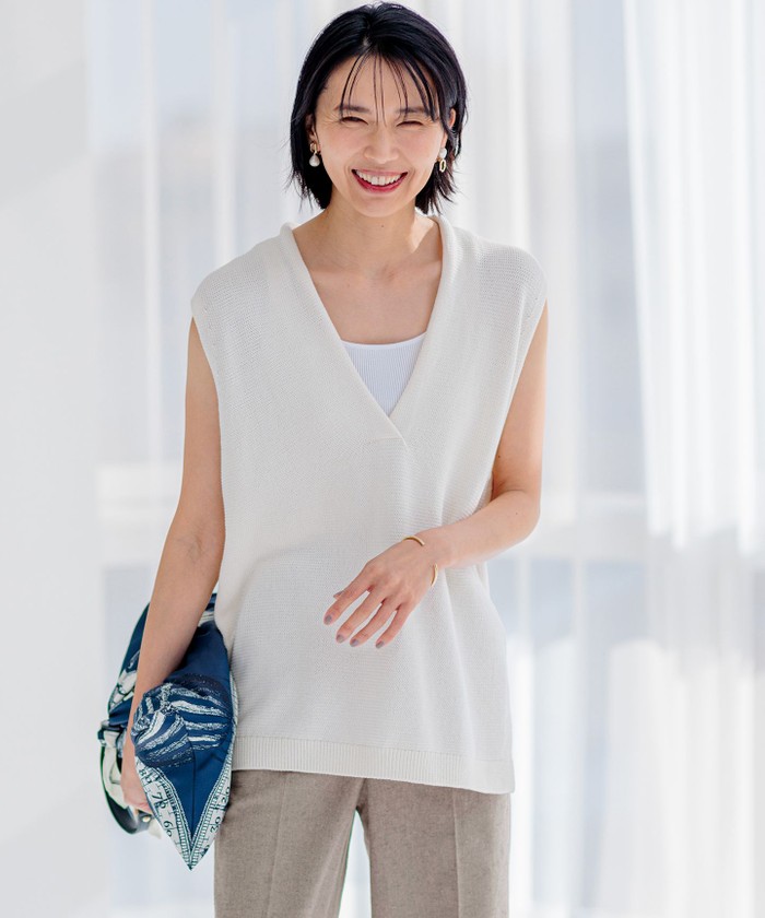 ニットベスト×シャツ 雑誌InRed11月号掲載】ニットベストブラウスセット ,ikka| TOKYO