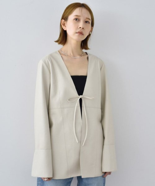 DRESSTERIOR(ドレステリア)/CODE A｜front ribbon leather jacket/オフホワイト（003）