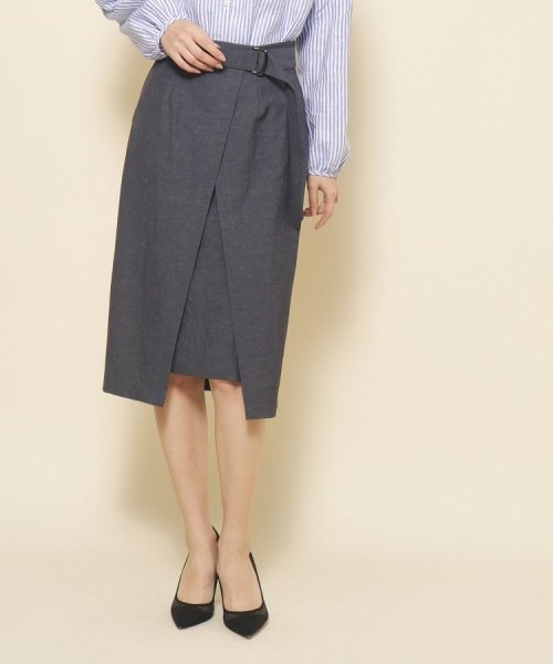 COUP DE CHANCE(クードシャンス)/【洗える】女性らしい美しさを演出する ラップデザインのタイトスカート/ネイビー（094）