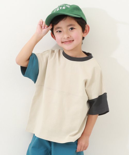 devirock(デビロック)/無地＆切替 オーバーサイズ 半袖Tシャツ 子供服 キッズ ベビー 男の子 女の子 トップス 半袖Tシャツ Tシャツ /ブラック系2