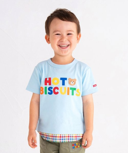MIKI HOUSE HOT BISCUITS(ミキハウスホットビスケッツ)/重ね着風 バックプリント Tシャツ/ブルー