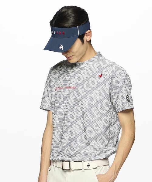 le coq sportif GOLF (ルコックスポルティフ（ゴルフ）)/【ストレッチフォーサー】総柄モックネック半袖シャツ/ネイビー