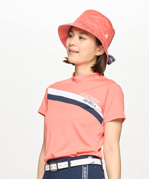 le coq sportif GOLF (ルコックスポルティフ（ゴルフ）)/【ストレッチフォーサー】ラインデザイン半袖シャツ/オレンジ