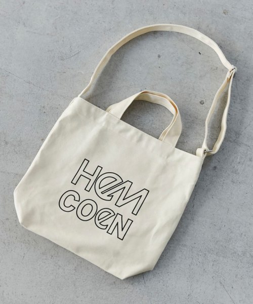 coen(coen)/HeM（ヘム）別注2WAYロゴトートバッグ/OFFWHITE