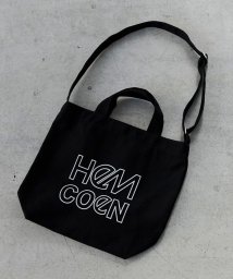 coen(coen)/HeM（ヘム）別注2WAYロゴトートバッグ/BLACK