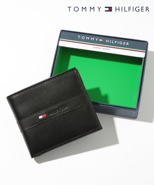 TOMMY HILFIGER(トミーヒルフィガー)/【TOMMY HILFIGER / トミーヒルフィガー】Yen Billfold w/Coin 二つ折り 財布 31TL25X001/ブラック 