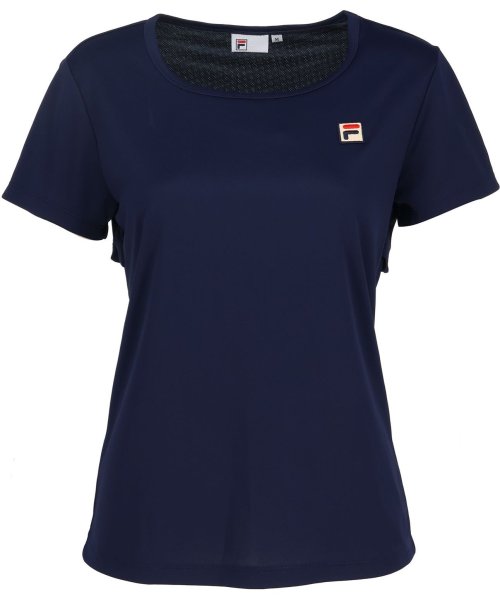 FILA（ZETT Ladies）(フィラ（ゼット　レディース）)/【テニス】無地 バックホールメッシュ　スクエアネックシャツ レディース/ネイビー