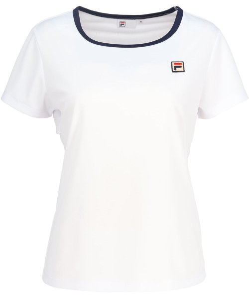 FILA（ZETT Ladies）(フィラ（ゼット　レディース）)/【テニス】無地 バックホールメッシュ　スクエアネックシャツ レディース/ホワイト
