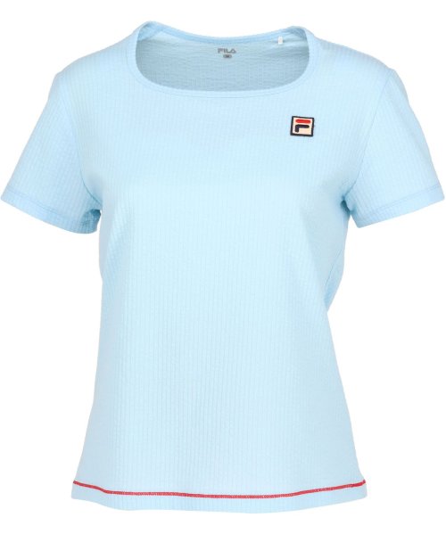 FILA（ZETT Ladies）(フィラ（ゼット　レディース）)/【テニス】サッカーストライプ スクエアネックシャツ レディース/アクアブルー