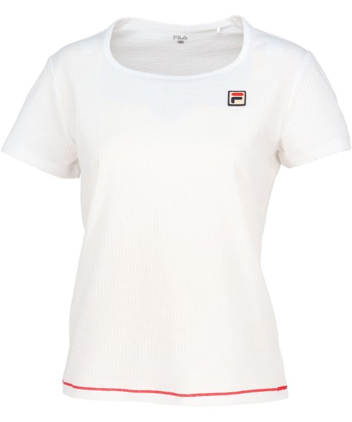 FILA（ZETT Ladies）(フィラ（ゼット　レディース）)/【テニス】サッカーストライプ スクエアネックシャツ レディース/ホワイト