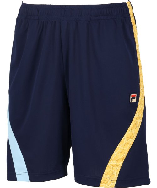 FILA（ZETT Mens）(フィラ（ゼット　メンズ）)/【テニス】波間プリント バックホールメッシュ ハーフパンツ メンズ/サックス