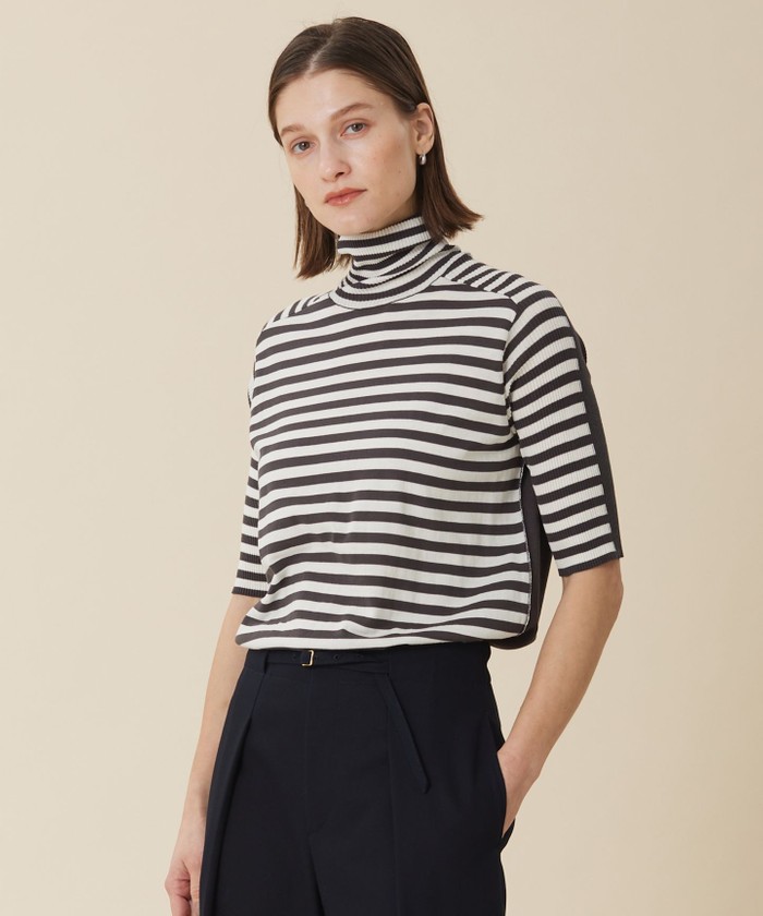 BEIGE JULIE / 半袖ニット GRAY×OFFBORDER 32 BEIGE JULIE / 半袖ニット GRAY×OFFBORDER 32