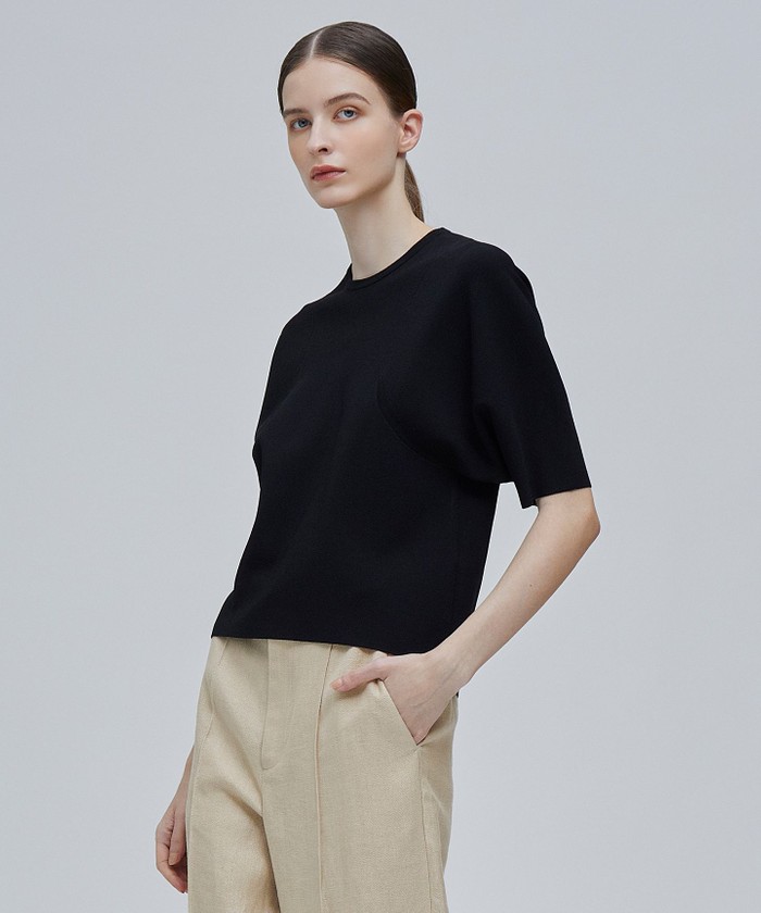 BEIGE LAURA / 半袖ニットトップス BLACK 4 BEIGE LAURA / 半袖ニットトップス BLACK 4
