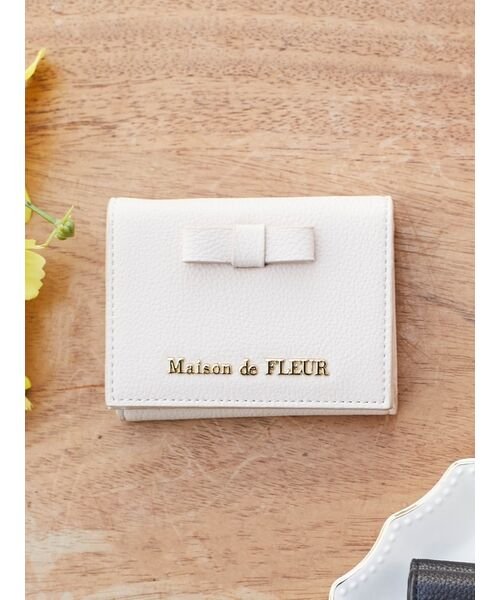 Maison de FLEUR(メゾンドフルール)/リボン折りポケットウォレット/ピンクベージュ