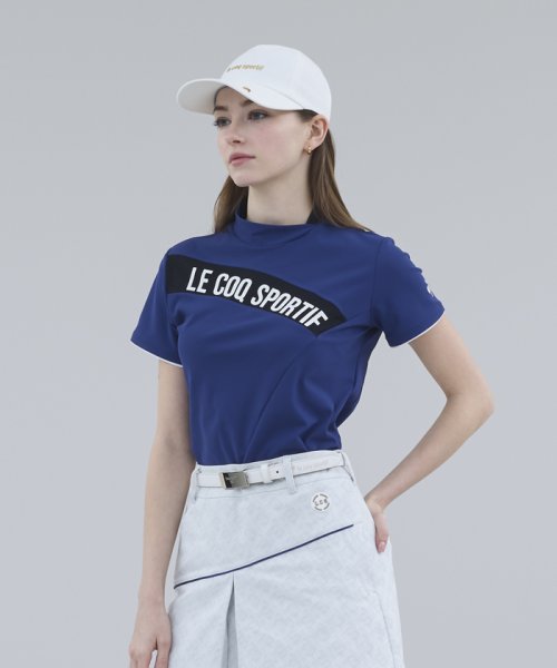 le coq sportif GOLF (ルコックスポルティフ（ゴルフ）)/変形襟アシンメトリー切替モックネックシャツ【RIJOUME/リジューム】/ブルー