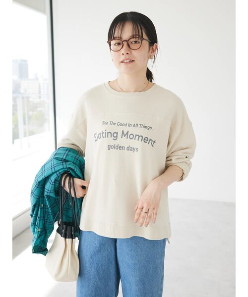 CRAFT STANDARD BOUTIQUE(クラフトスタンダードブティック)/ミニ裏毛パウダー加工PT P/O L/S/ライトベージュ