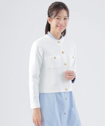 【ウォッシャブル】コットンリングヤーンニットジャケット