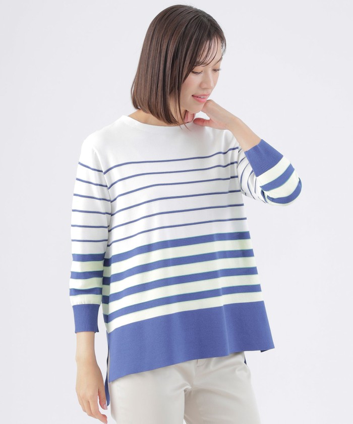 新品 TRANS WORK 【ウォッシャブル】ボーダーニットチュニック 38 M｜ニット・セーター｜TRANS WORK(トランスワーク)｜阪急百貨店