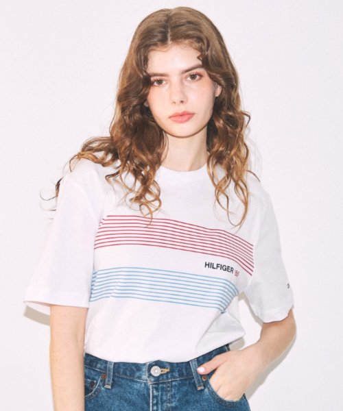 TOMMY HILFIGER(トミーヒルフィガー)/【オンライン限定】チェストストライプTシャツ/ホワイト