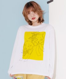 ScoLar/花とリボンでおめかしネコプリント ロングスリーブTシャツ/505938462