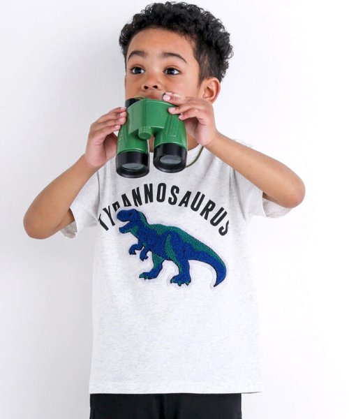 WASK(ワスク)/【速乾】恐竜サガラワッペン天竺Tシャツ(100~160cm)/グレー