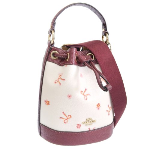 COACH(コーチ)/COACH コーチ DEMPSEY BUCKET BAG 15 BOW PRINT デンプシー バケット バッグ ボウ プリント リボン 斜めがけ ショルダー /ホワイト