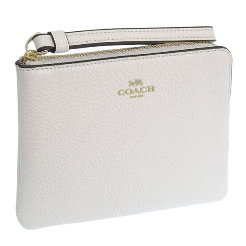 COACH(コーチ)/COACH コーチ CORNER ZIP WRISTLET コーナージップ リストレット ポーチ 小物入れ レザー/ホワイト