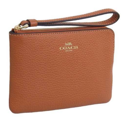 COACH(コーチ)/COACH コーチ CORNER ZIP WRISTLET コーナージップ リストレット ポーチ 小物入れ レザー/ブラウン