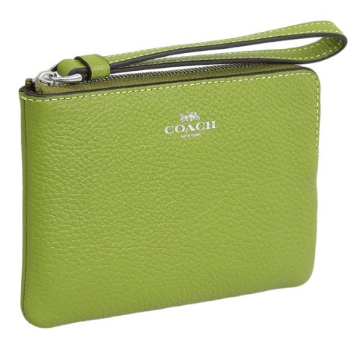 COACH(コーチ)/COACH コーチ CORNER ZIP WRISTLET コーナージップ リストレット ポーチ 小物入れ レザー/グリーン