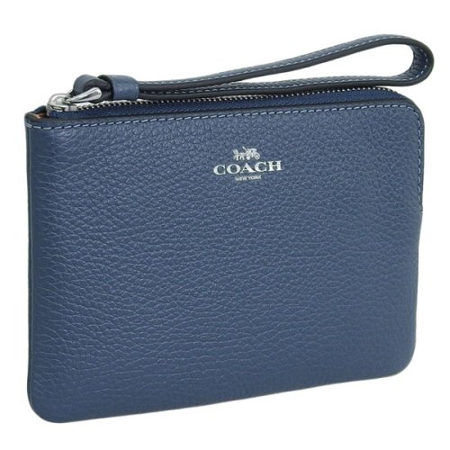 COACH(コーチ)/COACH コーチ CORNER ZIP WRISTLET コーナージップ リストレット ポーチ 小物入れ レザー/ネイビー