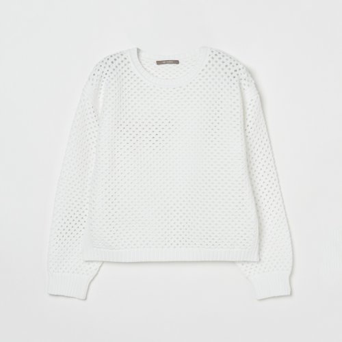 HELIOPOLE(エリオポール)/EYELET CREW NECK/ホワイト