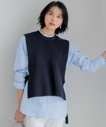 NIJYUSANKU（LARGE SIZE）(２３区（大きいサイズ）)/【洗える】コットンポリエステルリリヤーン ニットベスト/ネイビー系