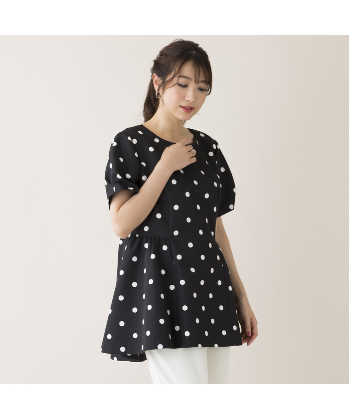 新品未使用タグ付き ローズティアラ ドットグログランブラウス 46 ペプラム ローズティアラ RoseTiara ドットグログランブラウス(505942151)｜阪急