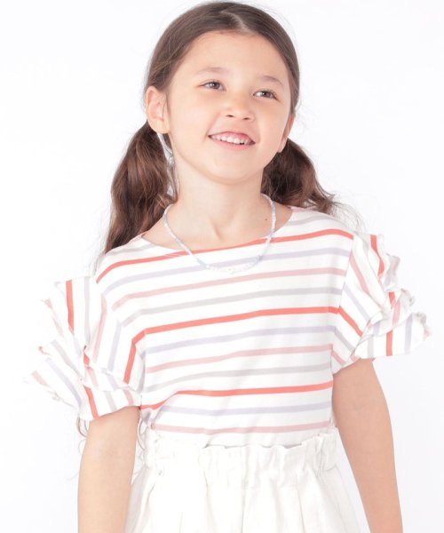 SHIPS KIDS(シップスキッズ)/SHIPS KIDS:100～130cm / オーガニック コットン フリル スリーブ TEE/ピンク