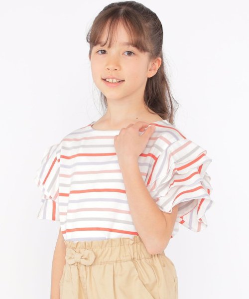 SHIPS KIDS(シップスキッズ)/SHIPS KIDS:140～150cm / オーガニック コットン フリル スリーブ TEE/ピンク