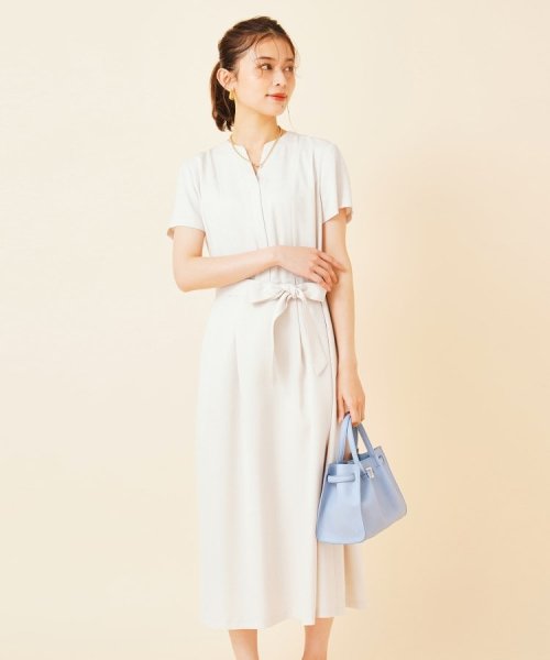 【清涼感／洗える／ミモレ丈】麻調 スラブワンピース 【清涼感／洗える／ミモレ丈】麻調 スラブワンピース C1758235501(13365円)