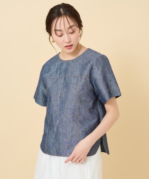 【セットアップ可能】ヘンプシャンブレー Tブラウス 人気・おすすめ｜使いやすい・旅行におすすめ 品質保証 全国発送 日本国内発送・最短翌日お届け