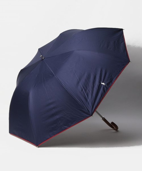 POLO RALPH LAUREN(umbrella)(ポロラルフローレン（傘）)/晴雨兼用折りたたみ日傘　ワンポイントオーバーロック/ディープブルー