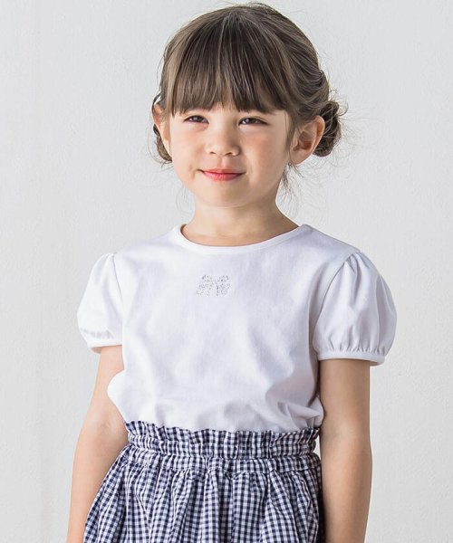 セール】ラインストーンリボン付きベア天竺半袖Tシャツ(90~140cm  