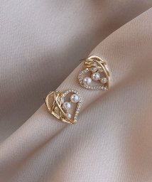 shoppinggo/ピアス ハート キラキラ ビジューピアス リング ゴールド フープピアス きれいめ レディース 人気アクセサリー/505944329