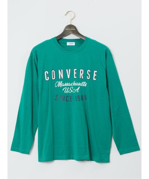 GRAND-BACK(グランバック)/【大きいサイズ】コンバース/CONVERSE ロゴ&シューズプリント クルーネック長袖Ｔシャツ メンズ Tシャツ カットソー カジュアル インナー ビジネス ギ/グリーン