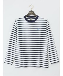 GRAND-BACK(グランバック)/【大きいサイズ】ロゴス パーク/LOGOS Park ボーダー クルーネック長袖Tシャツ メンズ Tシャツ カットソー カジュアル インナー ビジネス ギフト /ホワイト