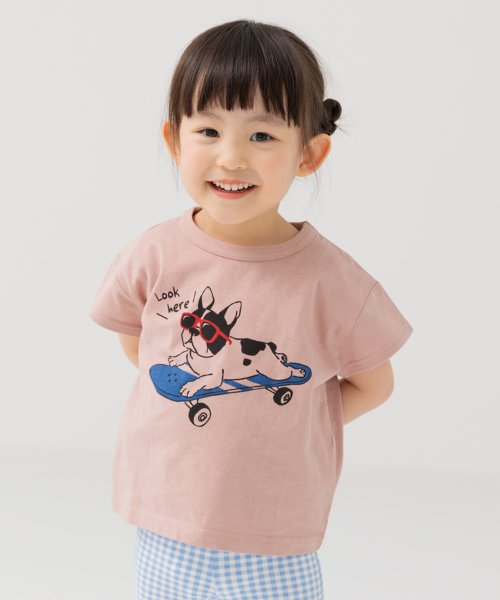 chil2(チルツー)/プリント半袖Tシャツ/スモークピンク